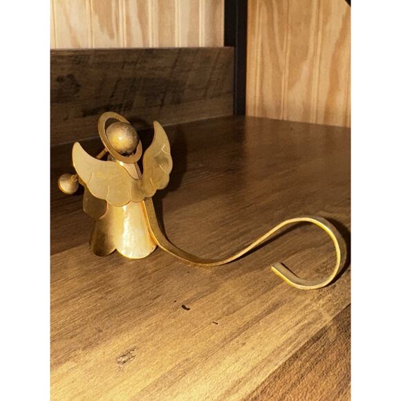Angel Candle Snuffer Gold Plated On Brass Angel Halo Trumpet Curved Handle VTG - Picture 9 of 11